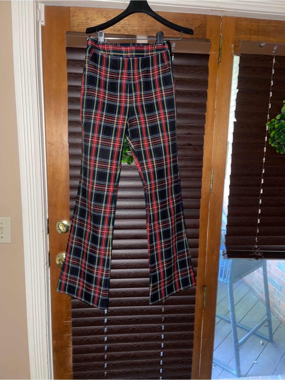 Vici Black Plaid Pants with Red & Blue Stripe Accents
